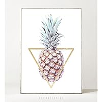 Kunstdruck / Poster PINEAPPLE TRIANGLE -ungerahmt- Ananas, Frucht, Obst, Hipster, Dreieck, geometrisch