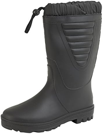 Black Polar Fishing Wellies Boots Warm Fleece Fur Lining