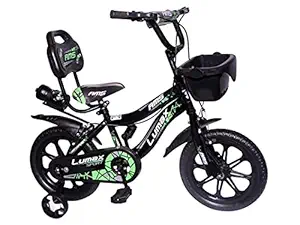 AMS Smart BMX Single Speed 14T Kids Bicycle for 2 to 5 Years with Training Side Wheels(Hard Plastic Rim, Green Black)