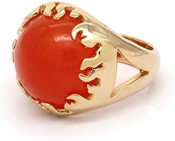 EME Bright Orange Col Agate 925 Sterling Silver w/ Gold Plated Ring (N 1/2)