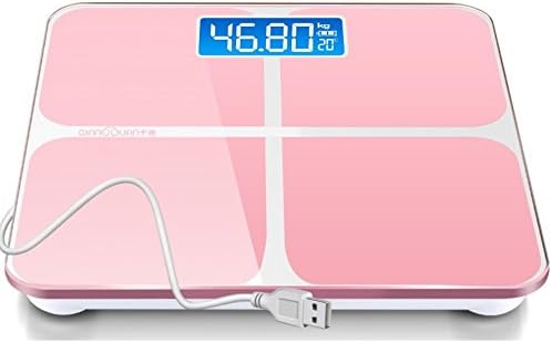YUNGUANG Weight scale - LED display Electronic bathroom scale intelligent temperature measurement/long standby/slimming scale accurate adult health scale USB charging limit load 180KG (Color : Pink)