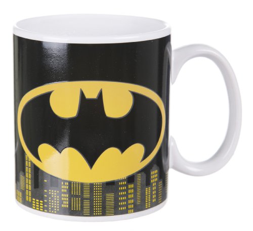 Batman-1012347610-Tasse-unter-Hitze-nderndes-Logo-Edelstahl-wei-9-x-4-x-4-cm