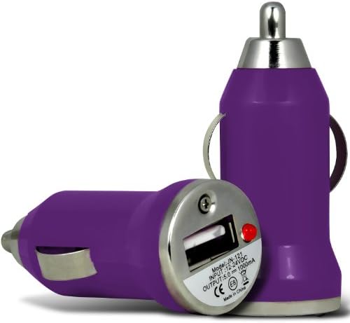 (Purple) Sony Xperia M2, Sony Xperia T3, Sony Xperia C3, Sony Xperia M3 Portable Travel USB Bullet In Car Charger With Charging LED Light Exclusive to Synamatic