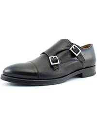Giorgio Rea Scarpe Uomo Nere con Fibbia Eleganti Francesine Fatte A Mano Vera Pelle Taglia EU 40 41 42 43 44 45 Doppia Fibbia Monk Strap Oxford