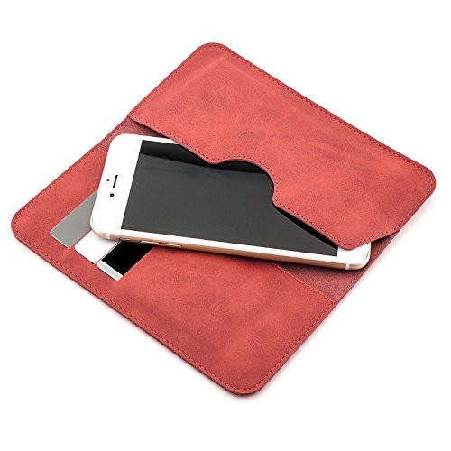 Saxonia Edle Tasche Etui Portemonnaie Premium HÃ¼lle Universal fÃ¼r Smartphones von 4 bis 5.5 Zoll wie Apple iPhone X 6 6S 7 8 (+ Plus) / Samsung Galaxy S8 (Plus), S5 (Neo) S6 / S7 (+Edge) J5 A5 (2016) Sony Xperia / Huawei / Motorola Moto G / HTC / LG und viele mehr, Rot