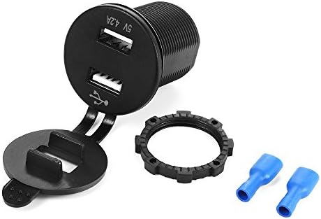 Efikeco Car Dual USB Charger, 2 Port Power Socket 5V 4.2A with Red LED Light