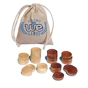 We Games Wood Backgammon Chips With Cloth Pouch Brown & Natural 1.5 In. Diameter