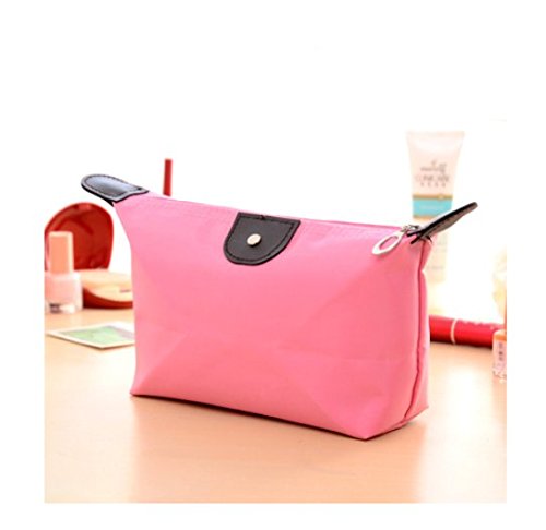 Domire Women Dumpling Shape Nylon Waterproof Zipper Cosmetic Makeup Bag Handbag ,Pink