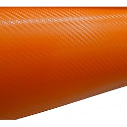 Aerzetix: 127/75cm Film adhésif Vinyle Fibre de Carbon Orange thermoformable C17200