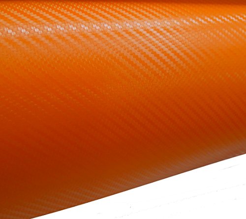 Aerzetix: 127/75cm Film adhésif Vinyle Fibre de Carbon Orange thermoformable C17200