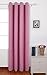 Deconovo Eyelet Curtain Ready Made Room Darkening Solid Thermal Ring Top Blackout Curtain for Living Room 140x260 cm Pink 1 Panel