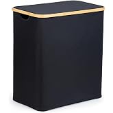Porsima PBT-717 Bambu 2 B&ouml;lmeli Keten Banyo Kirli &Ccedil;amaşır Sepeti Banyo D&uuml;zenleyici Sepet