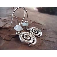 ✿ BOHO ETHNO SPIRALE STEIN ✿ lange Haken Ohrringe
