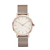 Damen Uhren,Klassisch Unisex Uhrenarmband Armbanduhr Casual Uhren geschäft Bralette Uhr mesh Uhren Edelstahl Uhr Analoge Quarz Uhren Armbanduhren Frauen Uhr Armbanduhr für Herren Damen (Roségold)