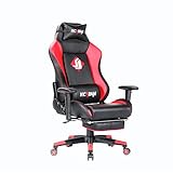 KCREAM Chaise Gaming Ergonomique,Hauteur réglable Chaise Gamer avec Repose-Pieds et Repose-tête pour Les Chaises de Bureau (Rouge-130)