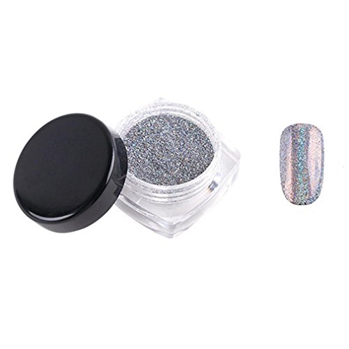 Tefamore 1 Box Rainbow Holographic Nail Powder Laser Chrome Nail Glitter (A)