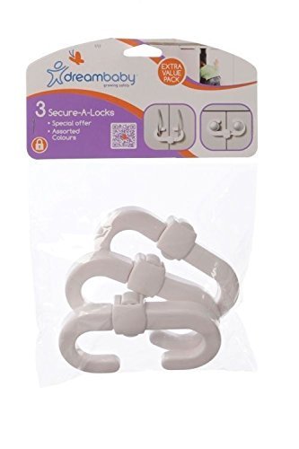 Dreambaby - Seguros para puertas de armarios (3 unidades), color blanco