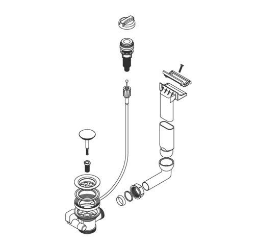 Ablaufgarnitur für die FRANKE Euroset ESX 614 Einbauspüle 1 1/2" / Ersatzteil Spüle / Ab- und Überlaufgarnitur / Excenterventil