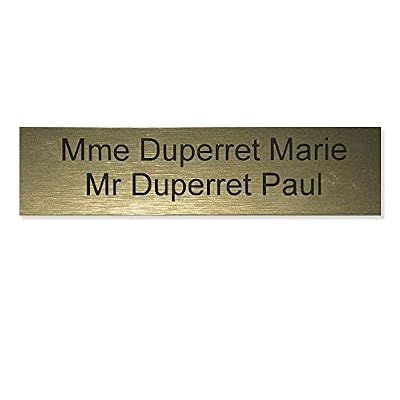 DECOHO Plaque boite aux lettres format Decayeux (100x25mm) or brossé lettres noires - 2 lignes