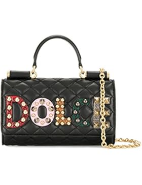 Dolce E Gabbana Damen BI0869AI48980999 Schwarz Leder Schultertasche