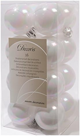 White Iridescent Baubles - Shatterproof - Pack of 16 x 40mm