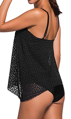 TDOLAH Damen Welle Spitze Bikini-Set Tankini Top mit Slip Strand Bademode - 6