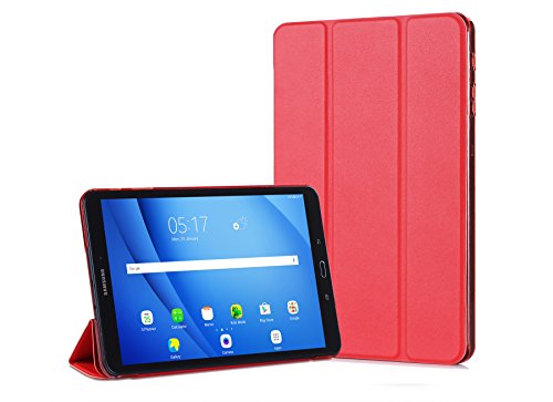 Samsung Galaxy Tab A 10.1 Hülle, IVSO Ultra Schlank Ständer Slim Leder zubehör Schutzhülle mit Automatischem Schlaf Funktion für Samsung Galaxy Tab A 10.1 Zoll Wi-Fi/ LTE (2016) SM-T580N/SM-T585N Tablet-PC perfekt geeignet, Slim Rot