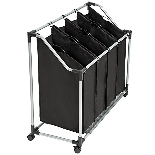 TecTake Wäschesortierer Wäschebox Wäschekorb Wäschesammler 4 Fächer Schwarz - 2