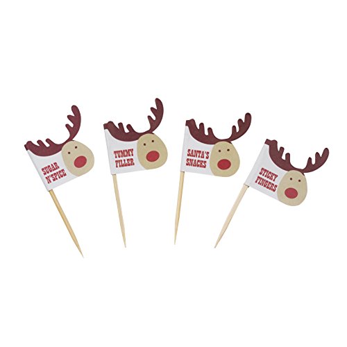 Neviti Rocking Rudolf-Mince Pie Sticks-20 Pack, Wood, Multi-Colour, 3 x 3 x 6.5 cm