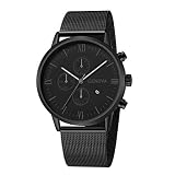 DOGZI Herren Armbanduhr, Uhren Sport Uhr Luxus Armbanduhren - Mode Rostfrei Stahl Männer Militär Sport Analoge Quarz-Armbanduhr Mit Kalender (A)