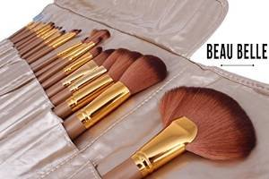 Beau Belle Make Up Brushes - 21pcs Make Up Brush Set + Make Up Brush Case - Professional Make Up Brushes - Makeup Brushes - Makeup Brushes Sets (Gold)