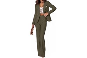 Minetom Tailleur Femme 2 Pièces Elegant Couleur Unie Slim Fit Manche Longue Blazer Veste Formel Bureau Travail Pantalon Ensemble Costumes Outfits