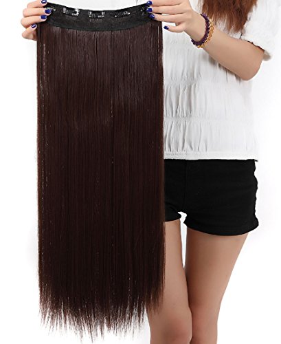 S-noilite® Stylish 26 Inches (66cm) Long Straight 3/4 Full Head One Piece 5 Clips Clip In Hair Extensions Extension Sexy Lady New Fashion (Medium Brown)