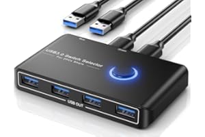 JANCANE usb 3.0 Switch Selector für 2 Computer, 4-Geräte-Switcher für Mac/Windows/Linux; 2 Pack USB-Kabel enthalten
