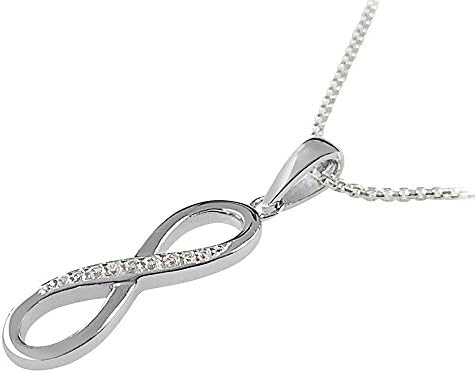 Paul Wright JewelleryPaul Wright 925 Silver Infinity Pendant Necklace set with Cubic Zirconia Accents, 16” plus 2” Extender