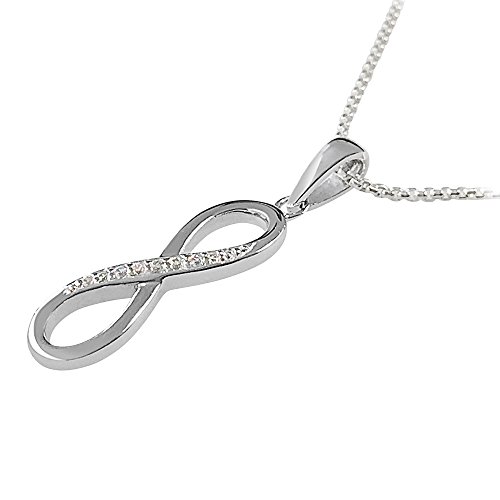 Paul Wright JewelleryPaul Wright 925 Silver Infinity Pendant Necklace set with Cubic Zirconia Accents, 16” plus 2” Extender