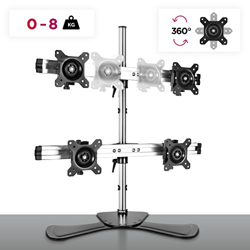 Duronic DM754 Monitor-Standfuß für vier LCD / LED Computer Bildschirme / Fernsehgeräte mit Neig, Schwenk und Rotierfunktion - 4