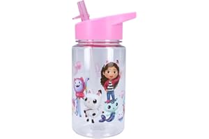 My sweety pop - Butelka Gabby's Dollhouse dziewczęca przezroczysta plastikowa - Dla dzieci - Przedszkole - Szkoła - Wakacje - Posiłki - 12 cm - 450 ml - Nawodnienie - Pomysł na prezent