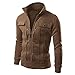 Produktbild VENMO Fashion Mens Slim Designed Revers Strickjacke Mantel Jacke Top (XL, Coffee)