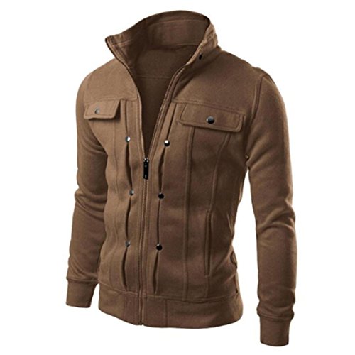 Preisvergleich Produktbild VENMO Fashion Mens Slim Designed Revers Strickjacke Mantel Jacke Top (XL, Coffee)