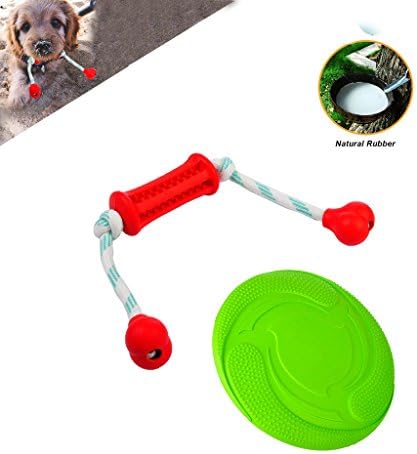 Dog Frisbee and Chew Toys for Pets, the Durable Floppy for Outdoor Interactive Fun with your Puppy; the Nature Rubber made Chew Toys for Teeth Cleaning