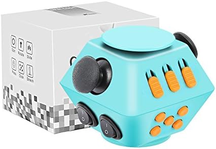 Fidget Cube, Magic Fidget Spinner to Relieve Stress and Anxiety, 10 Sides Fidget toy, Fidget Cube Puzzle Toy for Kids and Adults (blue)