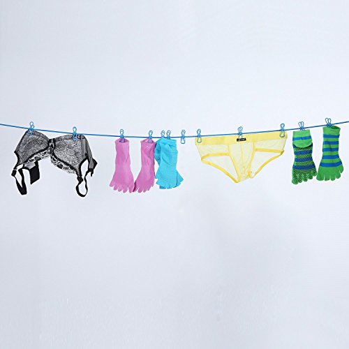 niceEshop(TM) Reise Wäscheleine mit 12 Beschichteten Klammern - 5