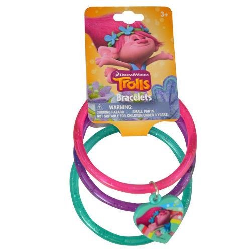 Dream Works Trolls Glitter Bangles With Plastic Charm 9 Assorted Bracelet Set by Dream Works