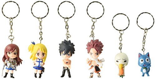 Oliadesign Fairy Tail 6 Piece figure set Featuring Natsu Dragneel, Happy, Ezra Scarlet, Gray Fullbuster, Lucy Heartfilia portachiavi set