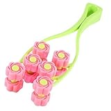 Pink Green Plastic Flower 12 Roller Face Cheek Massager Beauty Tool