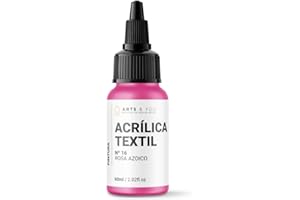 Arts & You Pintura Acrílica Textil 60ml Ideal para pintar Ropa y Tejidos | Pintura Fluida para manualidades en tela | Adhesión en Tejidos muy duradera (16 Rosa Azoico)