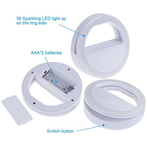 Lictin 36 LED Strahler Flash Selfie, Licht Ring, Kamera Foto Video Licht Selfie fÃ¼r Smartphones und Tablets mit 3 Ebenen Helligkeit