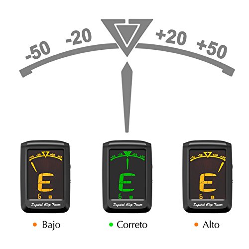 Mpow Afinador Digital Espa  ola con Clip  5 Modos para Guitarra  Ukelele Viol  n Cavaquinho y Otros Instrumentos de Cuerda  360   Pantalla LCD Grande  Incluye Pila de Bot  n