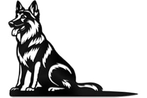 WADORN Berger Allemand Cour d'art Décor en Métal, d'animal de Chien Silhouette Piquet Cadeau Extérieure Décoration Pendaison Crémaillère Décoration Artistique pour Arbre Cour Jardin Patio Maison